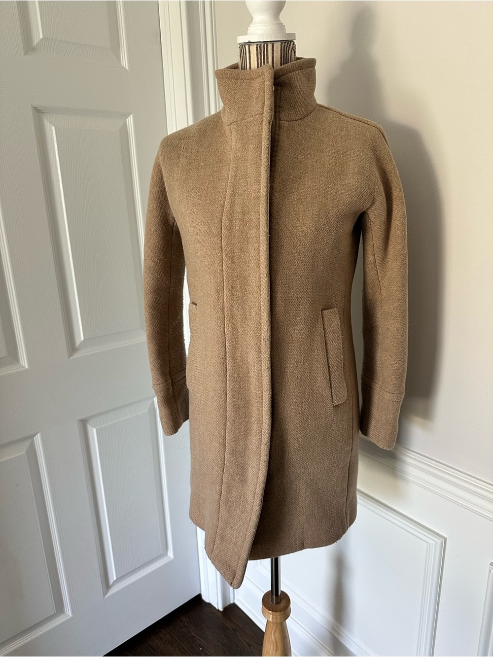 J.Crew Stadium Cloth Cocoon Coat Wool Nello Gori Camel Tan Size 0 B2770